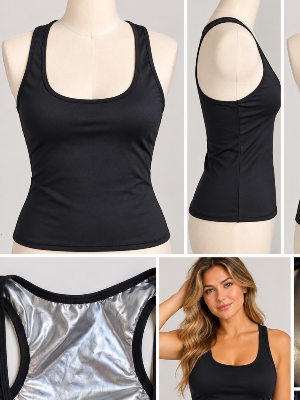 Women’s Sauna Sweat Tank Black Heat Trapping Workout Tank Top Size S